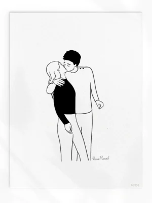 affiche Marie Merveil le baiser hôtel de ville noir-blanc