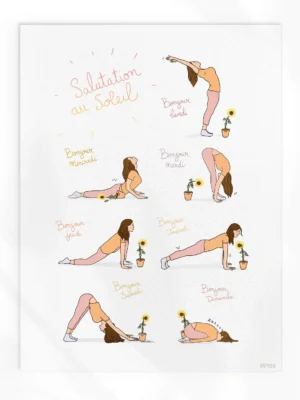 Affiche Marie Merveil Yoga Salutation au Soleil Illustration
